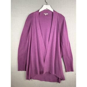Eileen Fisher Open Front Cardigan Womens 3x Purple Layering Cotton Linen Blend